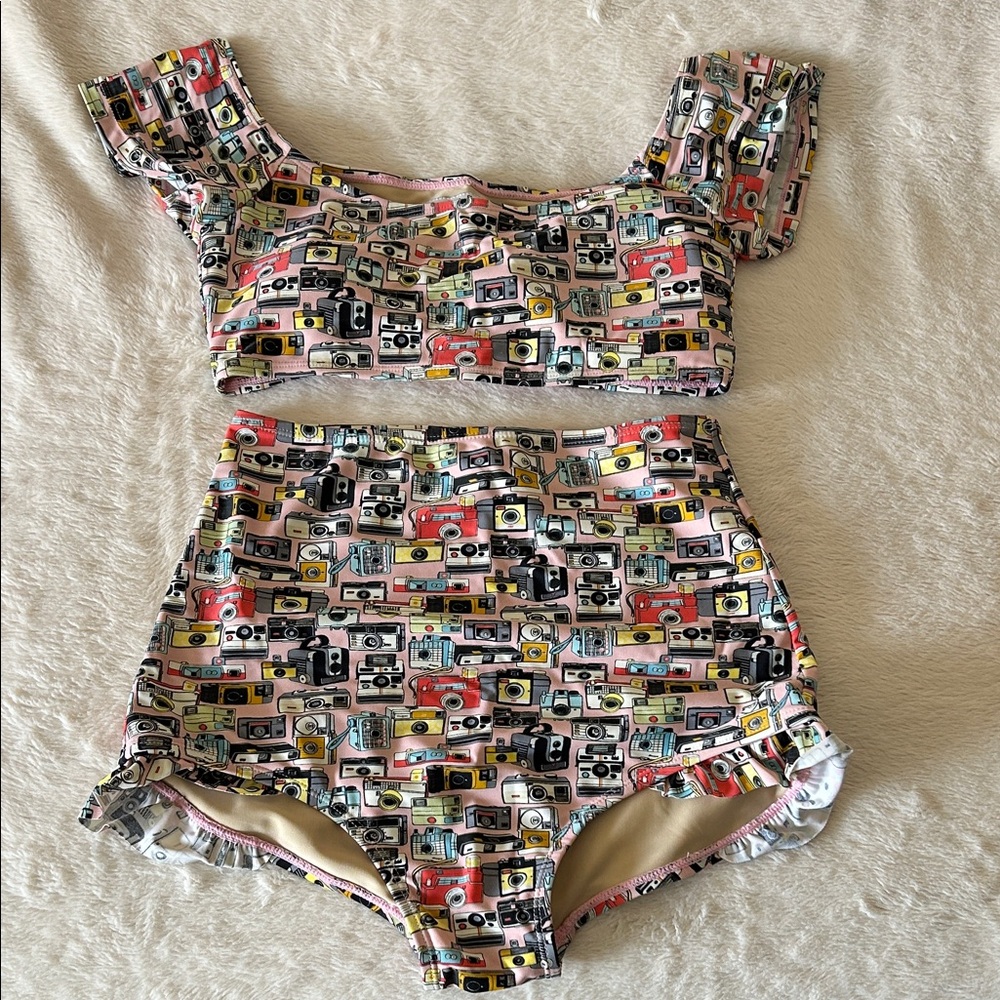 Retro Camera Print Bikini Set